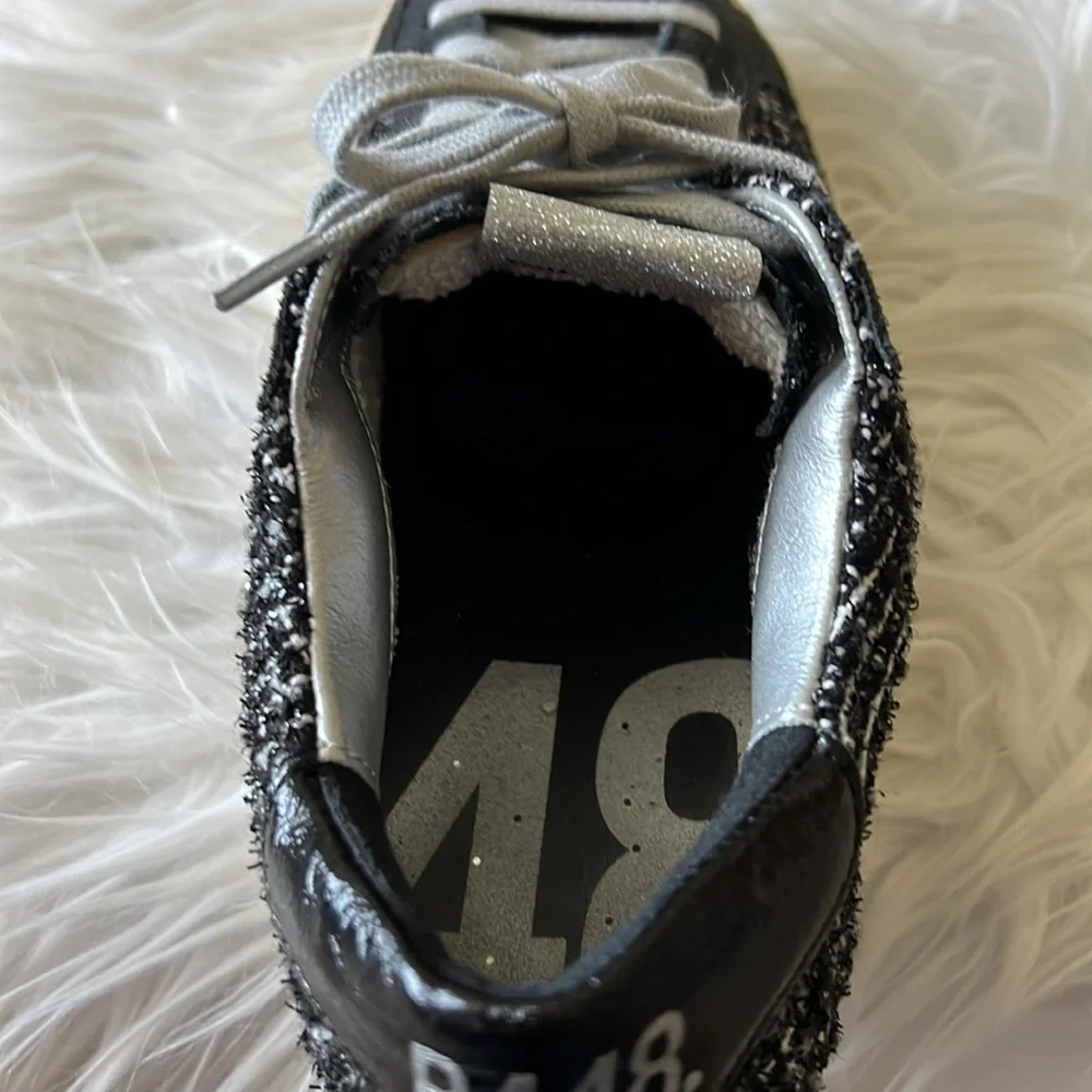 You Can Surf Later Women’s P448 Charcoal Gray Suede/Tweed Sneaker Size EU 38